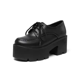 Kledingschoenen Mstyle Handgemaakte Klassieke Zwarte Platform Oxford Vrouwen Loafers Zomer Herfst Lace Up Dikke Flats Dames Punk Chunky Pompen