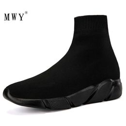 Chaussures habillées MWY Men High Top Sneakers Flying Woven Choques Schoenen Mannen Black Trainers Soft confortable couple décontracté plus taille 221203