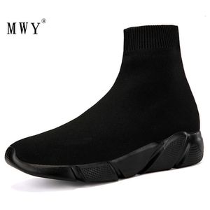 Zapatos de vestir MWY Men High Top Sneakers Flying Woven Socks Shoes Schoenen Mannen Black Trainers Soft Comfort Couple Casual Shoes Plus Size 230518