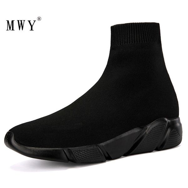 Zapatos de vestir Mwy Men High Top Sneakers Flying Woven Calcetines Schoenen Mannen Entrenadores negros Soft Comfation Pareja casual Talla 221203