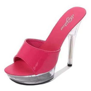 Chaussures habillées Nouveau 2020 Été Femme Pantoufle Élégant Talons Hauts 13-15CM Mules Fines À Fond Lourd Plate-Forme À L'extérieur Dames PantouflesYPLV H240321