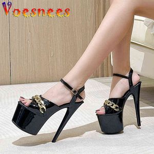 Robe chaussures nouvelle marque femmes sandales été sexy épais talons hauts plate-forme fête mariage femme pompes strip-teaseuse 220303