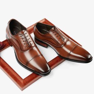 Zapatos de vestir Nuevos hombres de negocios de cuero Tres conectores Formal en punta Oficina Boda Oxford Raíces de madera 220914