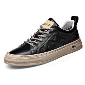 Geklede schoenen Nieuwe schoenen voor heren Mode Echt lederen vrijetijdsschoenen Luxe platte skateboardschoenen met print Jeugd Coole veterschoenen