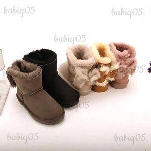 Dress Shoes Nouveau chaud 2023 nouvelle peau de mouton véritable à la main imperméable filles bottes hiver fourrure chaude enfants bottes de neige pour filles marque enfants chaussures T231221