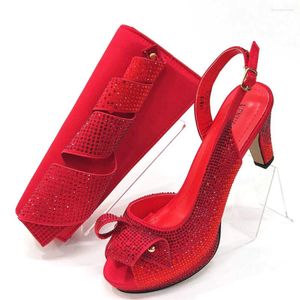 Chaussures habillées Nigerian Femme Pumps High Heels Dames Design italien et des sacs Décorés avec un mariage en strass