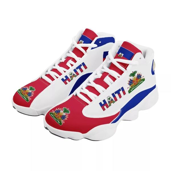 Chaussures habillées Noisydesigns Baskets de basket-ball pour hommes Imprimer sur demande Drapeau national d'Haïti imprimé Casual High Top Hommes Chaussures confortables en plein air 231102