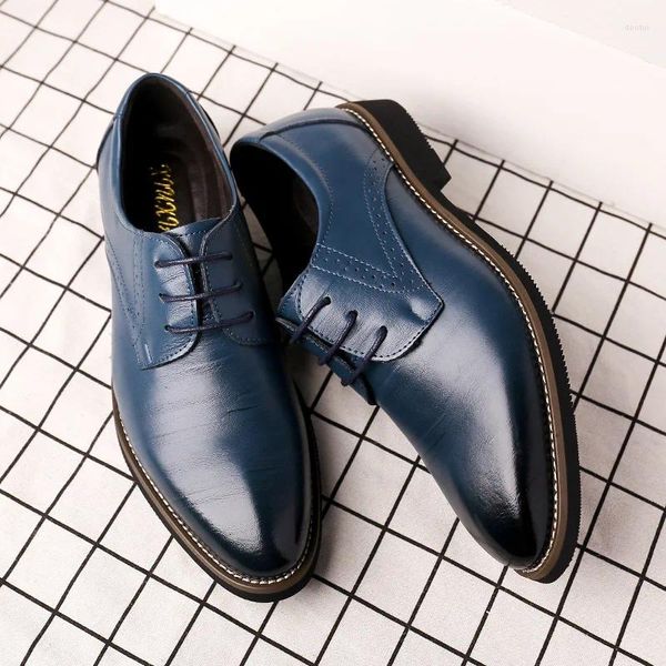 Chaussures habillées Mode officielle Point pour hommes Cuir Noir Bleu Marron Oxford Casual