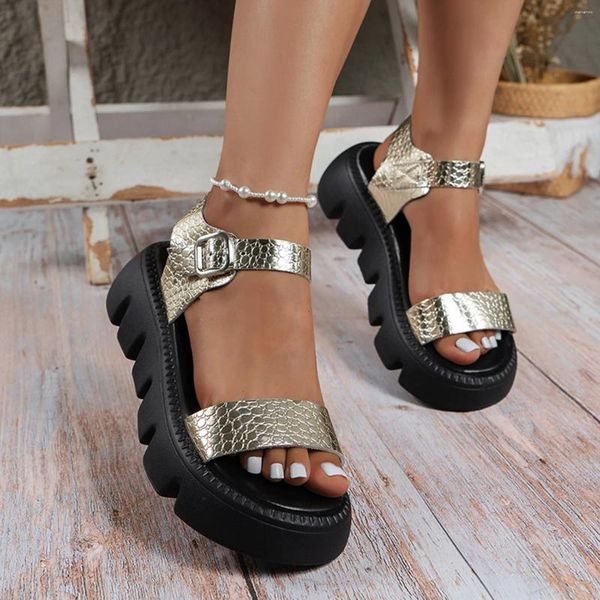 Chaussures habillées Open Toe Flatform Censes femme Sandales de plage d'été Femmes sexy plus taille Pu Leather Sandalias Mujer Zapatos Para Mujeres