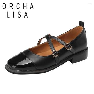 Chaussures de robe ORCHA LISA 2023 Dames Pompes Bout Carré Bloc Talons Bas Croix Sangle Boucles Couleur Mixte Loisirs Femmes Quotidien Plus Taille 42 43