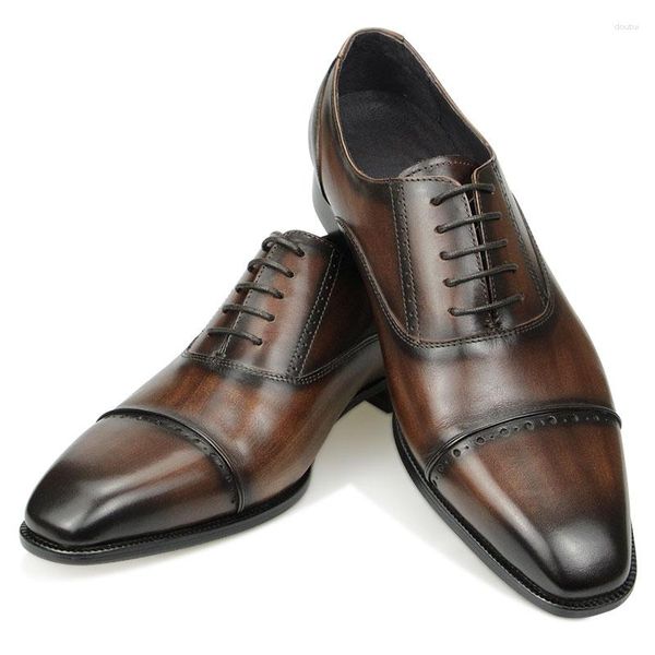 Zapatos de vestir Oxfords para hombre Café Negro Negocios con cordones Oficina de cuero Brogue Zapatos puntiagudos de Vestir Hombre Zapato para hombre