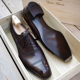 Dress Shoes Oxfords para hombres Brown Black Business Lace-Up Office Brogue Dress Shoes Zapatos de Vestir Hombre 230419