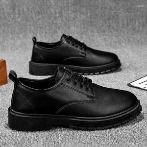 Dress Shoes Party Boys Leather Men's Koreaanse stijl Retro British Casual Preppy Style Hoogte toenemende vrije tijd zwart