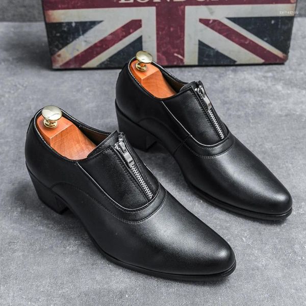 Zapatos de vestir para hombres parzival spring autum cuero oxfords negocios formal casual hombre zip tallones altos boda de fiesta