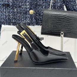 ysl Zapatos de vestir Charol Hebilla Slingback Bombas Zapatos Tacones de aguja Sandalias 7 cm 9 cm Diseñador de mujer Punta cuadrada Zapatos de noche