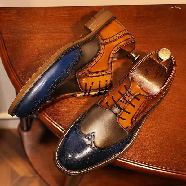 Chaussures habillées en cuir verni pour hommes Brock Vintage assortis à tous avec couche de plomb en peau de vache