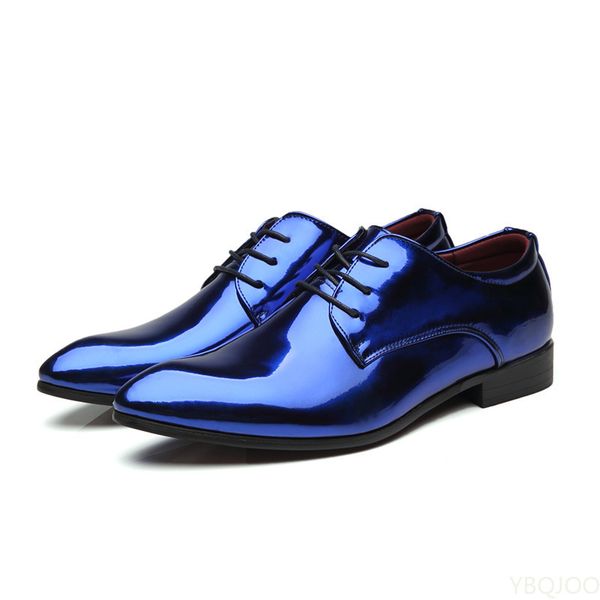 Zapatos de vestir hombres de cuero de patente zapatos de boda oro azul rojo blanco oxfords zapatos diseñador de vestidos de punta puntiaguda gran tamaño 37-48 230311