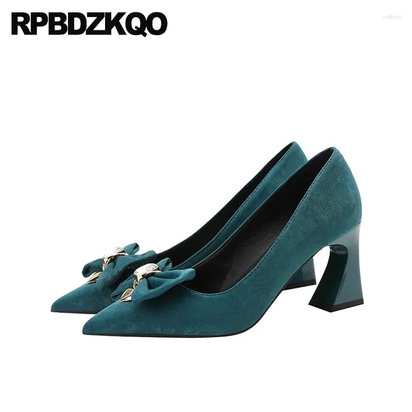 Chaussures habillées Peacock Bowtie Rhinaistone à grande taille Velvet Slip sur 43 petites 33 Pumps de bijou