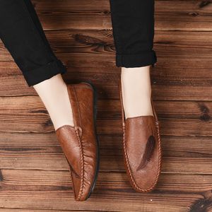 Chaussures habillées Penny Loafers pour hommes Slip on Casual Mens Driving Flats Homme Mocassins Comfy Male Loafer Noir Marron 230726