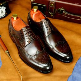 Robe chaussures Phenkang hommes italien Wingtip en cuir véritable Oxford bout pointu à lacets mariage affaires hommes plate-forme