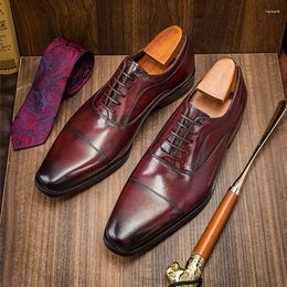 Zapatos de vestir Phenkang para hombre formal cuero genuino Oxford para hombres italiano 2023 cordones de boda negocios