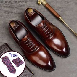 Chaussures habillées Phenkang hommes chaussures formelles en cuir véritable Oxford chaussures pour hommes robe italienne lacets de mariage en cuir chaussures d'affaires Z230703