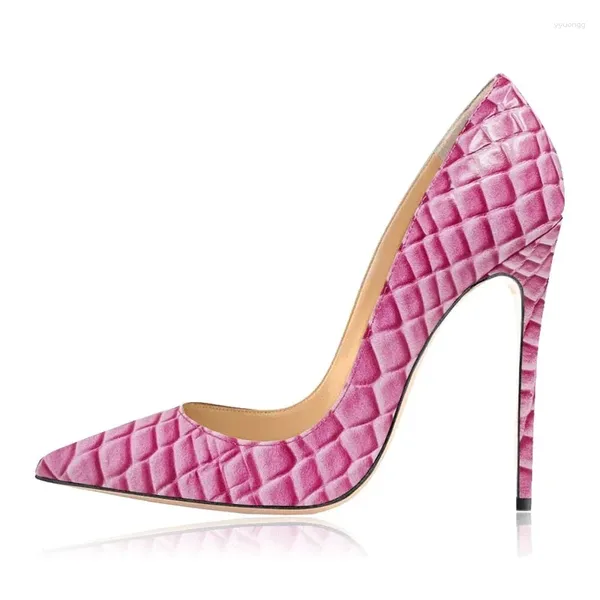 Chaussures habillées en cuir imprimé crocodile rose, pompes à talons aiguilles 12cm 10cm 8cm, antidérapantes, bout pointu peu profond, grande taille 45
