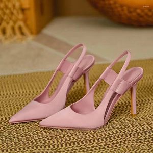 Chaussures habillées rose pointuy talons hauts filles stiletto tempérament muller single français fin fine sandales aériennes élégantes