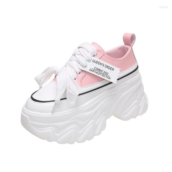 Chaussures habillées rose grand papa pour femmes printemps/été 2023 semelle épaisse petit blanc respirant baskets décontractées