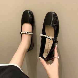 Dress Shoes Platform Lolita Spring dames flats Mary Jane White Pearl lage hak casual solide kleur