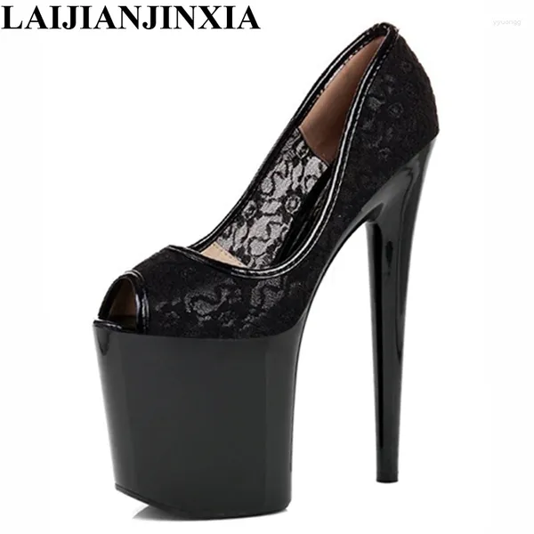 Zapatos de vestir Plataforma Sexy 20 cm Tacones ultra altos Bomba Punta cerrada Tacón alto de 8 pulgadas Suela negra Mujer