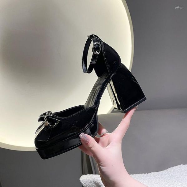 Robe chaussures plate-forme femmes Mary Janes pompes marque design noir style gothique lolita douce fille bureau dame talons hauts