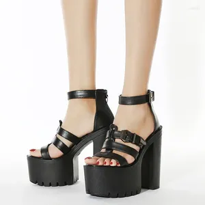 Dress Shoes Plus Size 35-43 Sandalen voor vrouwen 2024 Zomerplatform Hoge hakken Beltgesp Wiggen enkelriem Romeinse vrouw