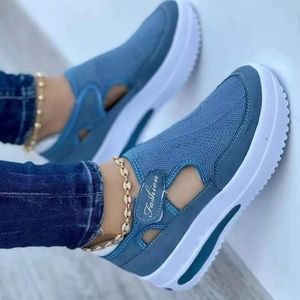 Dress Shoes Plus Size Platform Sneakers Women's Summer Breathable Mesh HOOk LOOP Wedge Casual Sport Shoes Light Woman Vulcanize Shoes 230323