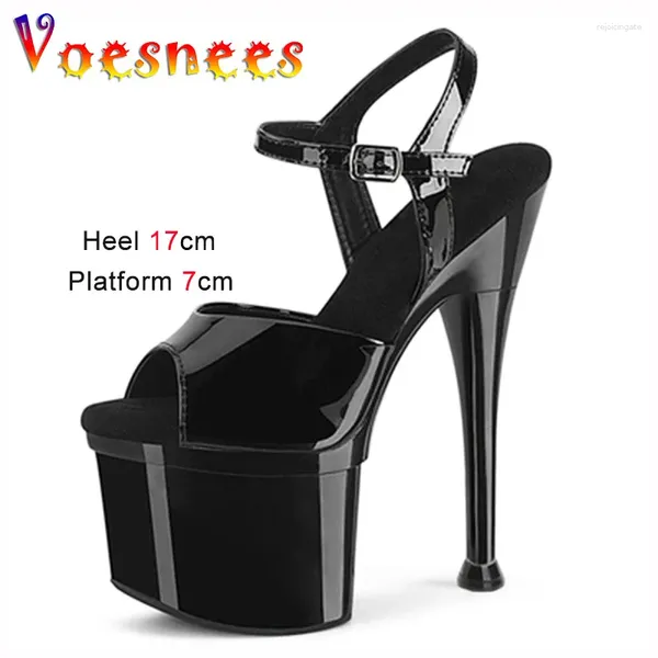 Chaussures habillées plus taille sexy 17cm talons hauts Summer Femme plate-forme de mode Sandale Sandales Sandales Pole Dance Striptease Black