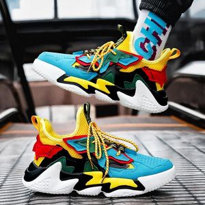 Dress Shoes Plus Size Summer High Soled Sport Male Sneakers Man Brand Running Sports Boy Blue Yellow Red Flats GMB1147 230105