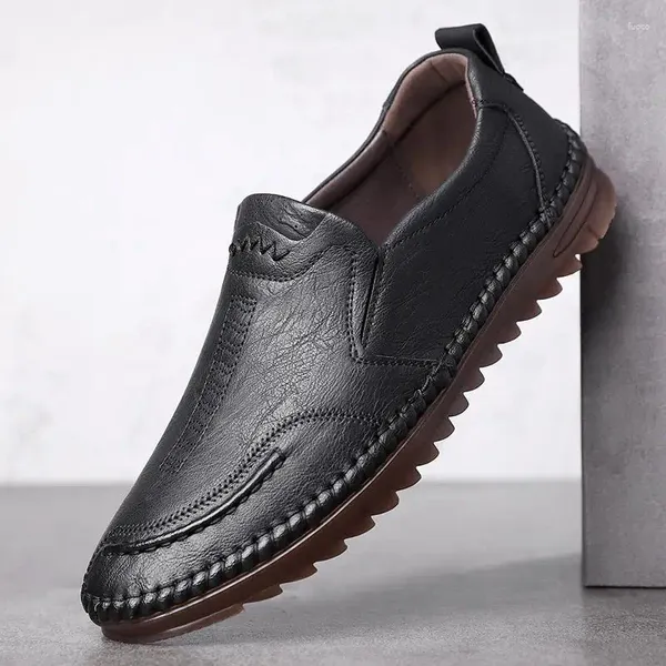 Zapatos de vestir Cuero puntiagudo para hombres Ropa formal de negocios Verano Casual Niños Traje de hombre negro Novio Boda