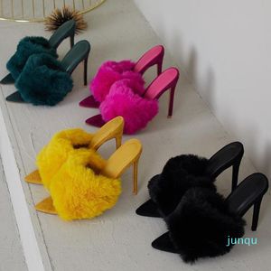 Chaussures habillées bout pointu pantoufles à talons hauts sandales femme bonbon Orange bleu vert femmes nues Sandalias Mujer 2022 FemininaDress