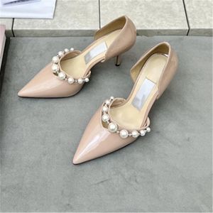 Zapatos de vestir Bombas de punta puntiaguda para mujeres con diseños de cuero real de pera Tacón alto Tacones negros retro Vantage