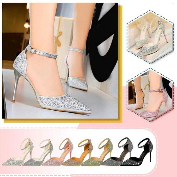 Zapatos de vestir Punta puntiaguda Boda Sexy Blingbling Botas de tacón alto de lujo para mujer Tamaño 12