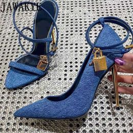 Chaussures habillées bout pointu Gladiatus sandales à talons hauts femme pendentif en métal Design Stiletto été Sexy luxe fête Mujer 22111