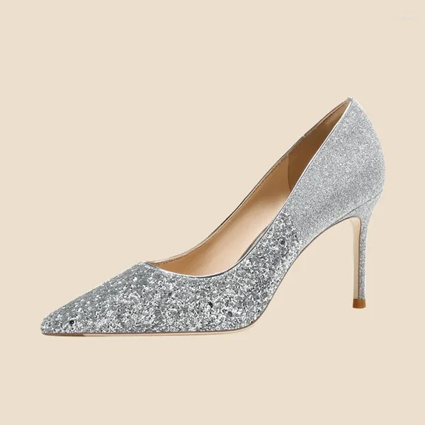 Zapatos de vestir puntiagudos puntiagudos de tacones de aguja de 18 bar mitzvah de cumpleaños lentejuelas costuras de cristal zapato de boda de una dama de honor
