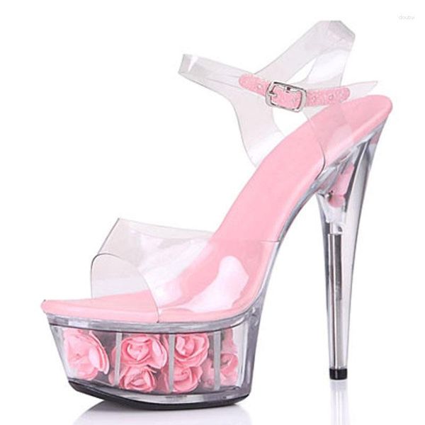 Robe chaussures pôle danse femmes talons hauts plate-forme transparente stiletto discothèque modèle passerelle sandales mode sexy dames unique 15cm