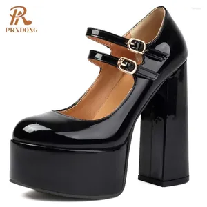 Dress Shoes Prxdong Brand Spring Summer Women Pumps dikke High Heels Platform Black White Mary Janes Party Wedding Lady 42