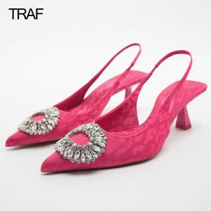 Chaussures habillées Escarpins Rouge Strass Talons Femmes Talons Hauts Mariages De Mariée À Talons Élégant Moyen Bureau Slingback Chaussures Femme Chaussures De Soirée 221130