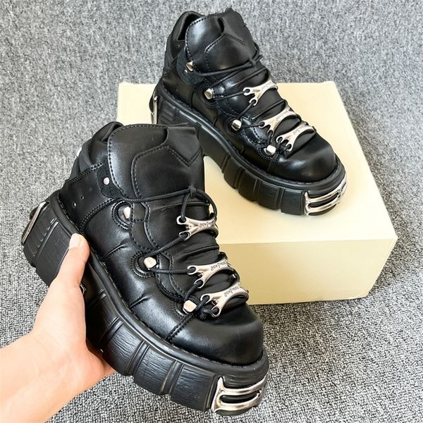 Chaussures habillées Style Punk femmes baskets 6cm plate-forme chaussures femme Creepers femme décontracté appartements en métal décoration fond épais femmes chaussures de Tennis 220913