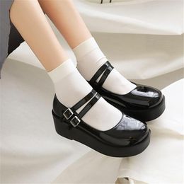 Jurk Schoenen PXELENA Japanse Stijl Meisjes JK LO Cosplay Mary Janes Wedge Platform Hoge Hakken Dikke Zool Creepers Vrouwen Pompen Punk Goth