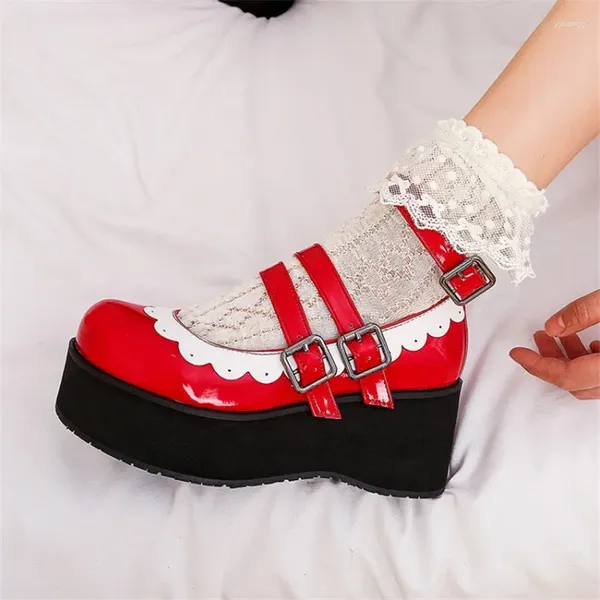 Chaussures de robe PXELENA grande taille 34-45 plate-forme lolita Creepers femmes talons hauts compensés Cosplay Mary Janes volants punk gothique pompes 2024