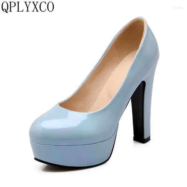 Zapatos de vestir Qplyxco 2024 Color de caramelo de moda grande Tamaño pequeño 31-47 Patente Mujeres Mujeres High Lady Spring Pombs Spring Shoes99-10