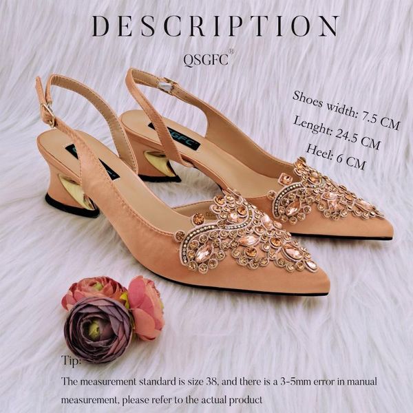 Zapatos de vestir qsgfc La variedad de apliques de Nigeria de decoración de diamantes de imitación usa una tendencia de moda cómoda tacones altos puntiagudos